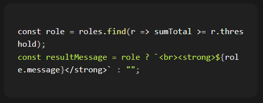 shows code snippet of the .find syntax